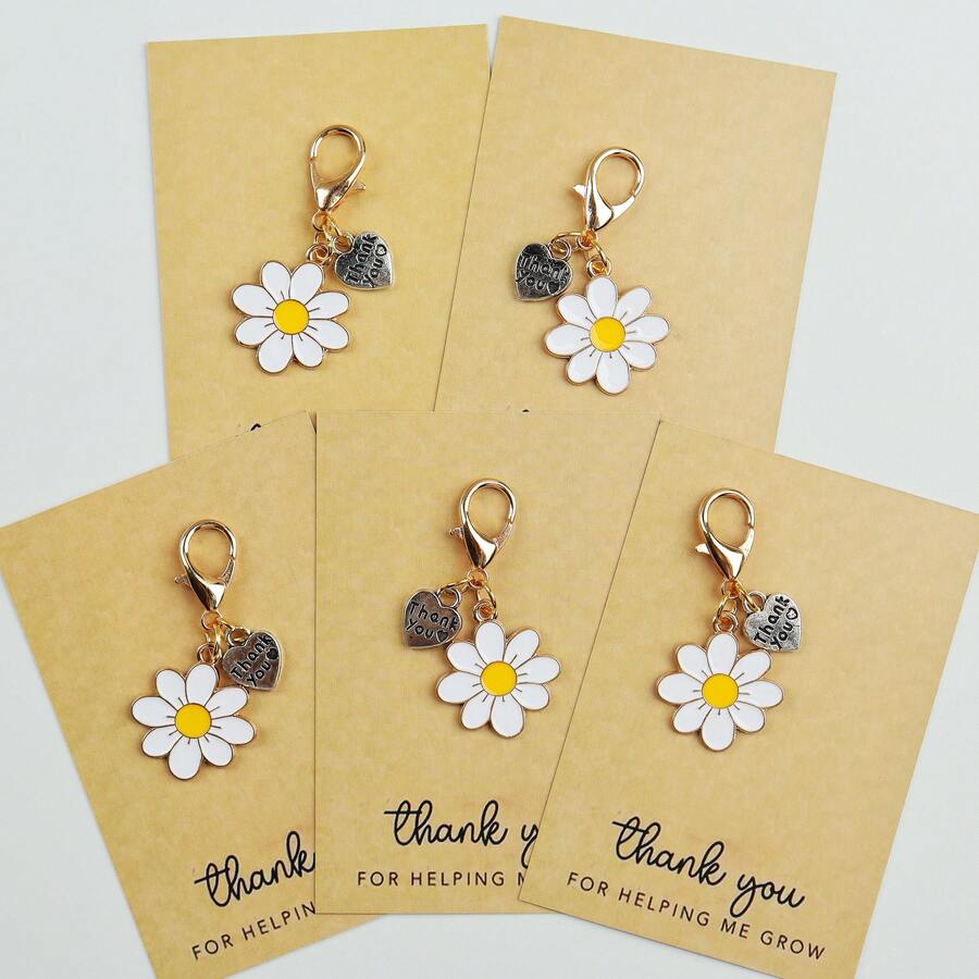 The Plant Parent - Enamel Daisy Keychains With Thank You