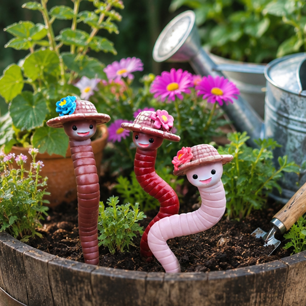 3Pcs Cute Resin Worm Garden St - Plant Parent Gifts 评论和价格