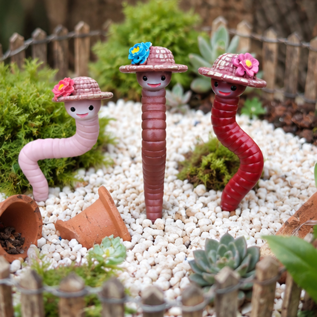 3Pcs Cute Resin Worm Garden St - Plant Parent Gifts 评论和价格